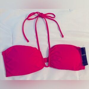 NWT Lauren Ralph Lauren Bright Pink Bikini Top